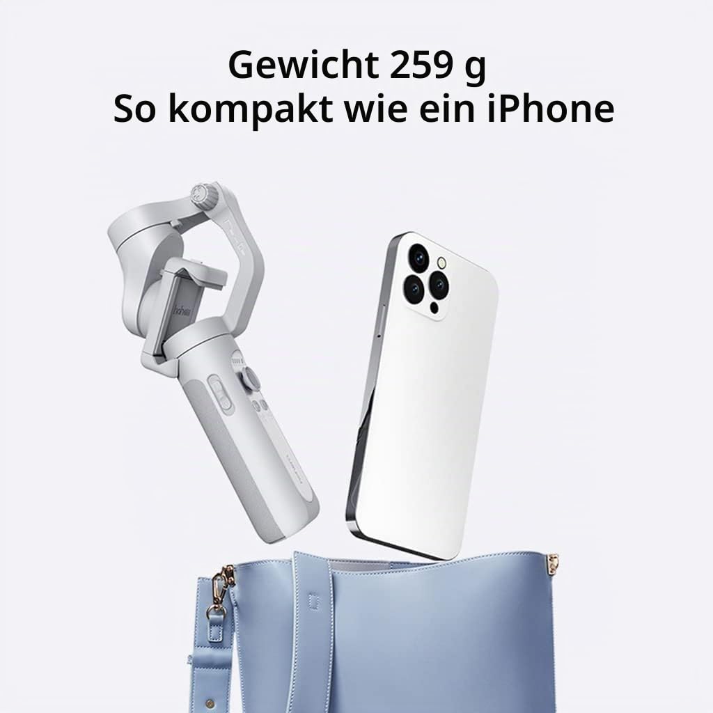 HoHem Smartphone Gimbal iSteady XE Kit 3-Achsen-Handy-Stabilisator für iPhone 14 13 Pro Max & Android,Füllen Licht,One-Key Inception für Youtuber,Vlog,Video-Aufzeichnung,Live-Stream(Farbe Schwarz)