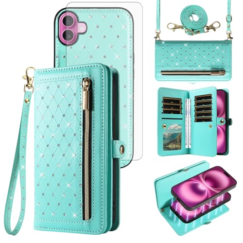 Coque iPhone 16 Plus en cuir avec portefeuille amovible chic Asuwish