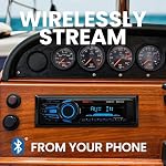 BOSS Audio Systems MR1308UABK Single Din, Bluetooth, MP3 WMA USB SD AM FM Weather-Proof Marine Stereo, - - no CD DVD, Detachable Front Panel, Wireless Remote , Black , 8.75" x 3.83" x 8.25"