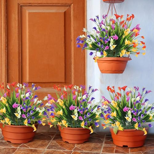 Teldrassil P0071 20 Bundles Artificial Flowers For Outdoors Fake Calla Lily Flowers Faux Plastic Plants Uv Resistant Summer Flowers thumb #5