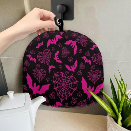 Image of Hudotybom Pink Bat Tea Cozy Teapot Cover Halloween Tea Pot Cosies 6 Cups Insulated Large Teapot Protective Cover for Kitchen Hallowee Decoration