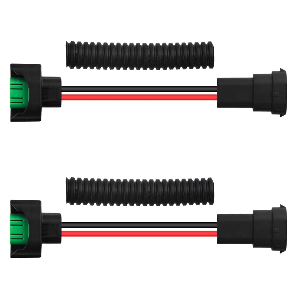 H11 Female Pigtail Extension Wiring Harness For Headlight Low Beam - 2-Pack, 12V, 6000K, 1500 Lumens, 55W