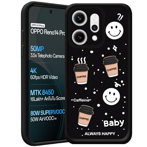 Image of amazon basics Back Case Cover Compatible for Oppo Reno 14 Pro 5G | Cute Fun Cartoon 3D Ball | Coffee Silicone Case | Camera Protection | Body Protection | Shock Proof | Color Black