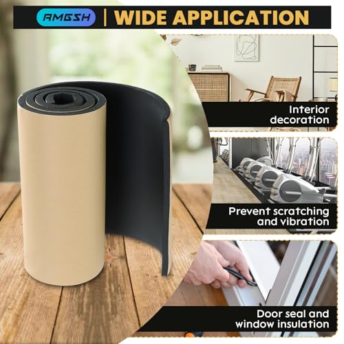 Image of Sponge Neoprene with Adhesive Foam Rubber Sheet, 1 /2 inch T x 12 inch W X 54 inch L, 4.5 Sqft for Weatherproofing,Gasket Seals, Crafts,Soundproof Padding, Vibration Dampening, Aquarium Leveling Mat