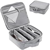 Lolalet Travel Sunglasses Organizer Storage Case, Adjustable Slots Multiple Eyeglasses Storage Bag, Portable Glasses Eye Wear Holder for Men Women Traveling -4 Slots, Grey