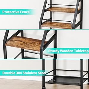 HapiRm Wine Rack Freestanding Floor 4 Tier Stepped Liquor Cabinet Bar Stand for Home with Fabric Drawer Wine Glass Organizer for Living Room Kitchen or Dining Room