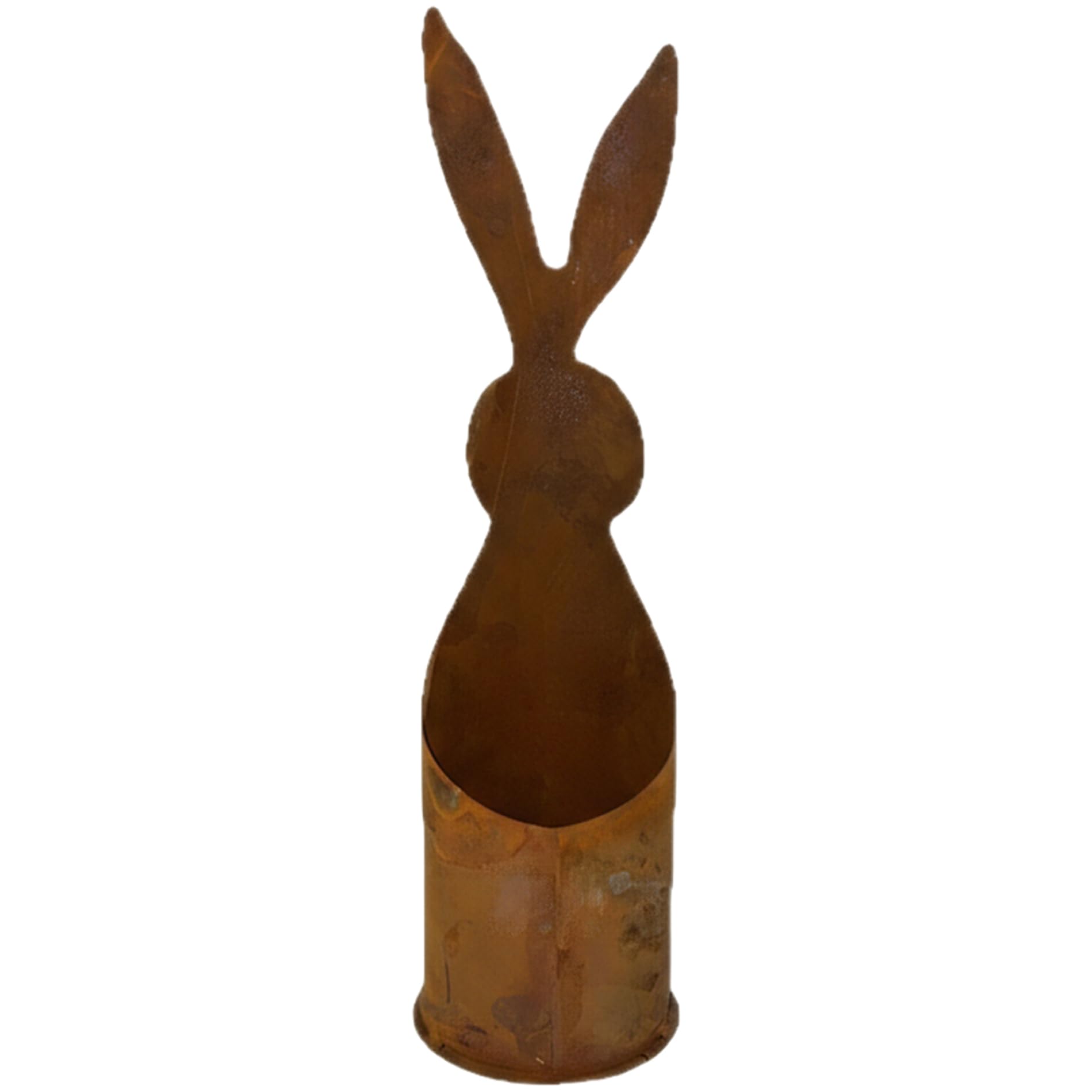 CAKEEYUM Bunny Planter Vintage Rustic Metal Planter with Aged Patina Decorative Outdoor Plant Pot for Small Flowers Cottage Garden Decor