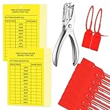 DTESL 2024 A Total of 101 in The Fire Pieces Monthly Extinguisher Plastic Usurping and Maintenance Tags, with Handheld Holes Punching Device to Protect The Number of Security Tags (3.94 x 2.76）