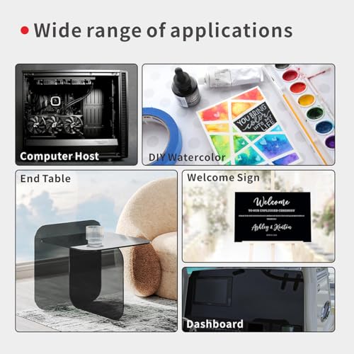 Image of Black Acrylic Sheets, 4 Pack 12 inch x 12 inch x 1 /8 inch Thick Black Opaque Glossy Acrylic Blanks, DIY Materials with Protective Paper for Display Projects, Craft and More.