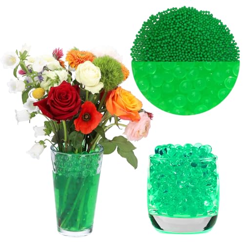 Lot de 50 000 Perles d'eau Vert émeraude, Perles de Gel pour Fleurs et Plantes, Non Toxiques et Biodégradables, Décoratives et colorées pour Centre de...