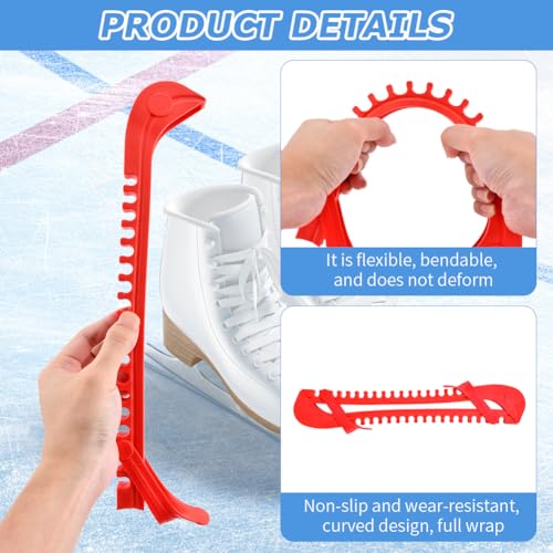 LVOERTUIG Ice Skate Guards,1 Pair Ice Skate Blade Covers Skate Blade Protector, Adjustable Skate Guards for Ice Skating, Figure Skates, Hockey(Color:red) - Thumbnail 7