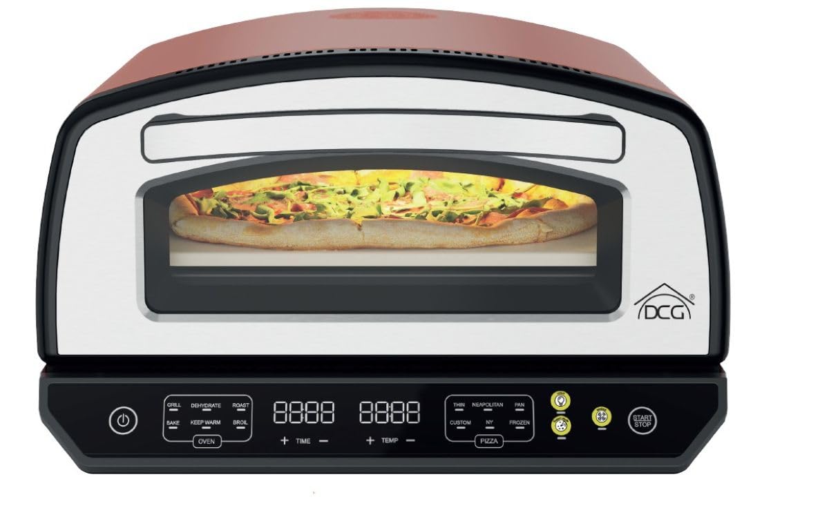 Forno Pizza Elettrico XXL, 2200W, Piano in Pietra Refrattaria 33x33 cm, 20L, Temperatura 450°, Pala in Alluminio