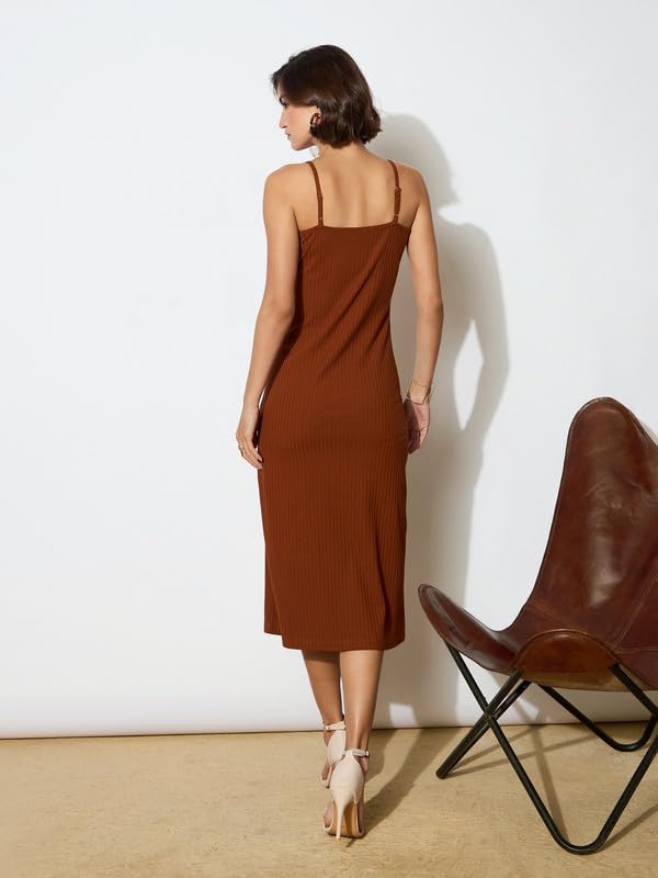 Image of barcino Black Rib Strappy Slip-on Dress