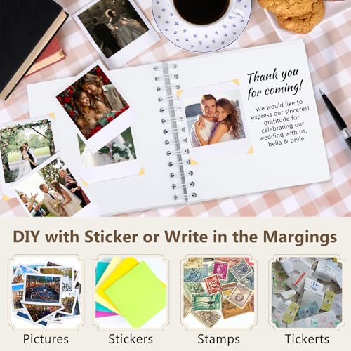Fotoalbum Klein zum Selbstgestalten, 17 x 17 cm Scrapbook 40 Seiten Fotobuch, Leeres Ringbuch zum einkleben, DIY Spiralalbum für Geburtstag Freund, Jahrestag, Hochzeit Memory Photo Book(Weiß)