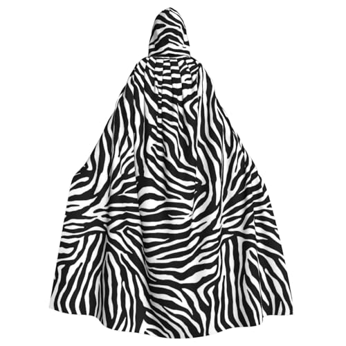 Wild Animal Zebra Print Hooded Cape – Bold Black & White Stripes for Costume, Cosplay or Fashion – Lightweight, Stylish Cloak for Halloween, Parties & Photoshoots