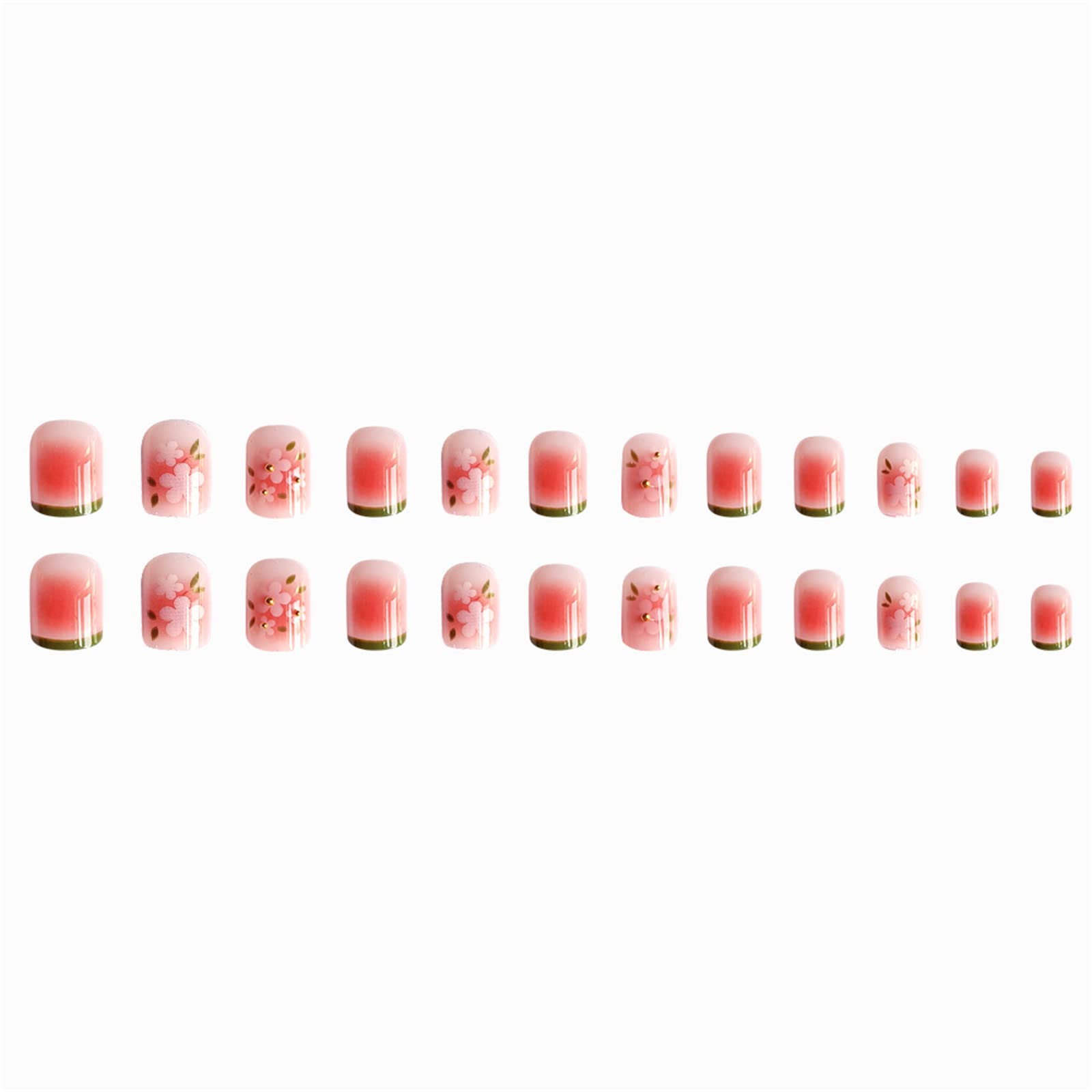 Unghie finte quadrate Copertura completa corta Colla inclusa Fiori di ciliegio francese Premere sulle unghie 24 pezzi Suggerimenti per nail art per saloni di bellezza e donne Nail art fai-da-te