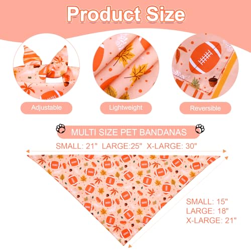 Thanksgiving Dog Bandanas Large 3PCS, 6 Pattern Fall Scarf for Boy and Girl, Pumpkin Leaves Rugby Triangle Reversible Bibs Breed for Puppy Pets - Image 4
