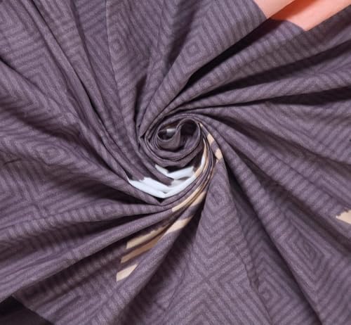 Image of KAWI Cotton Feel 200TC Double Bedsheet Queen Size 78x60 Inches with Elastic Fitting with 2 Pillow Covers (Provide fits up to 8 Inch Mattress) - Brown Color