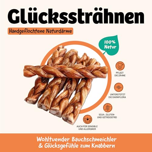 Carnello Glückssträhnen – Knabberstangen Hund getreidefrei, Hunde Leckerlis, Hundeleckerli getreidefrei – Wiederverschließbare Beutel (3 x 5 Stück)