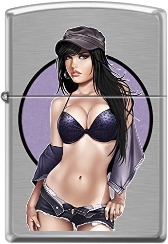 Keith Garvey Sexy Pinup Girl Zippo Lighter Ashlee Emo Brushed Chrome