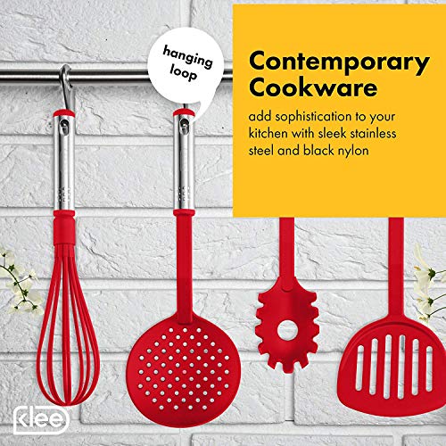 Klee Deluxe 42-Piece Heat-Resistant Stainless Steel and Nylon Kitchen Utensils Set (Red) - Thumbnail 7