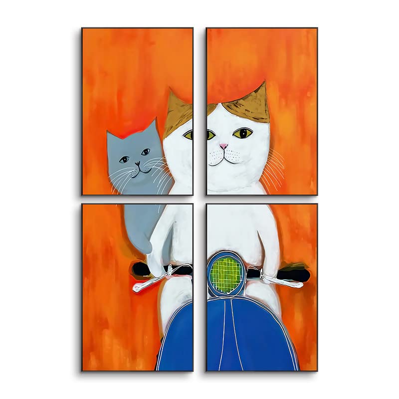 Amazon.co.jp: 猫 アートパネル 4枚セット 飾り絵 動物 ネコ