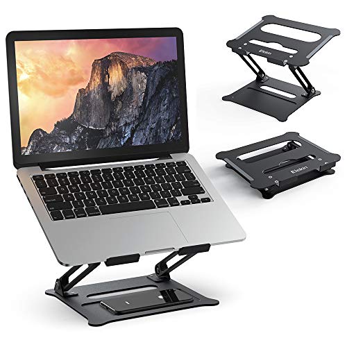Laptop Notebook Stand,Elekin Foldable Laptop Stands Adjustable Notebook Holder Aluminum Laptop Riser Ergonomic Desktop Holder for Tablets, ipad, Notebook, MacBook Up tp 17''?Black?