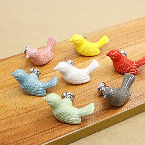 Dolity Puxador de cerâmica Creative Bird para decoração de móveis de quarto infantil – Amarelo, conf