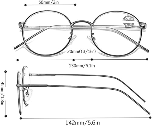 Miniatura 2 de Gafas de lectura con luz azul retro de marco redondo para hombres y mujeres, lector de computadora antifatiga con bisagra de resorte