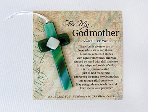 Handmade In Usa Glass Cross With Sentiment For Godmother From Goddaughter/Godson/Godchild- Godmother Gift For Christmas/Baptism/Mothers Day/Confirmation #TOP1
