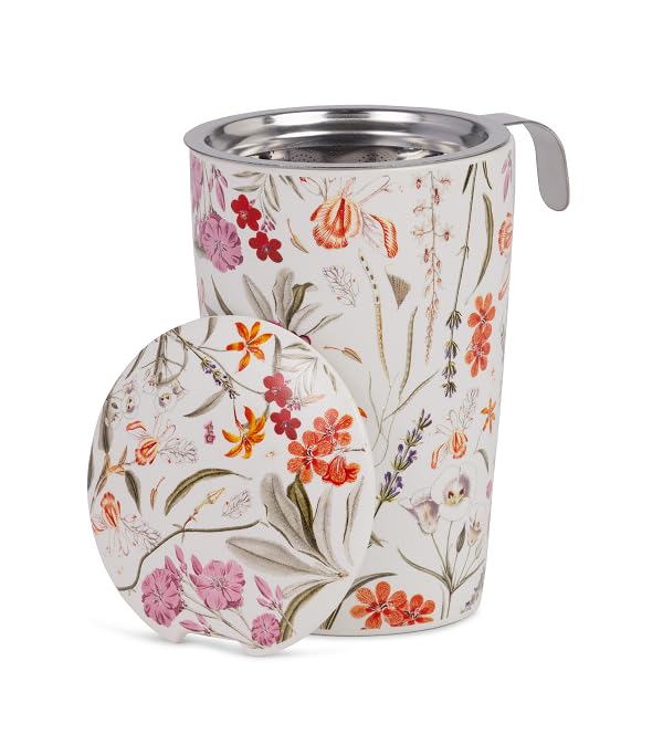 Eigenart Teaeve Mira - Taza de té (350 ml, porcelana de doble pared con colador de acero inoxidable y tapa, aislante, 9,5 x 15,5 cm)