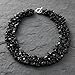 Bling Jewelry Black Onyx Chip Stone Wide Chunky Cluster Multi Strand Bib Collar Statement Necklace For Women