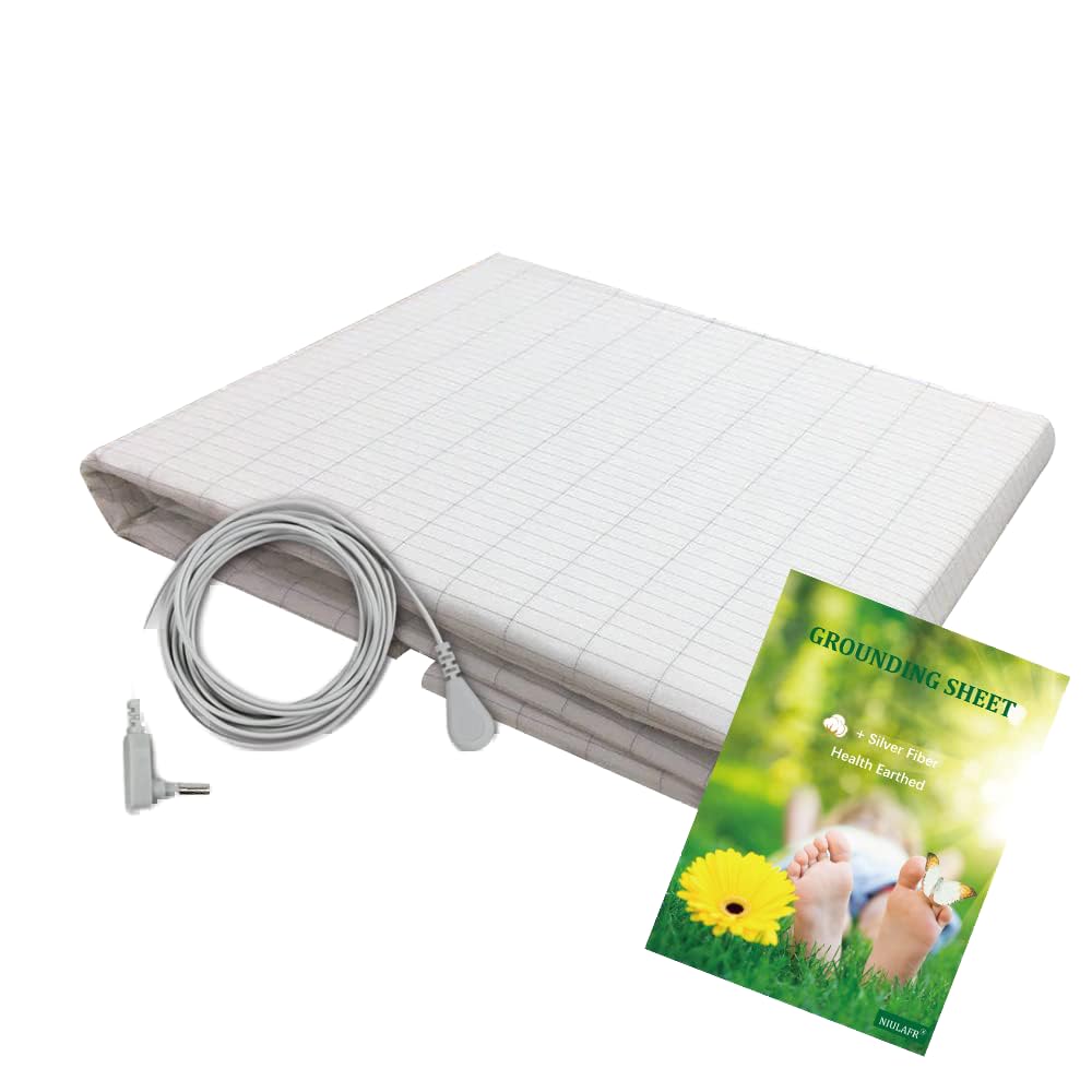 JinGreanHealthyGrounding Half Sheet with Grounding Cord,Made with Premium Cotton and Pure Silver Threads,Conductive Fabric,Achieve Healthy Sleep(90x35inch)