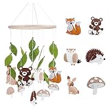 Fieltro para bebé móvil colgante campana de cama para bebé, carillón de viento, animales del bosque, zorro, oso, móvil, decoración para cuna, regalo para recién nacidos, bebés, niños, niñas, baby