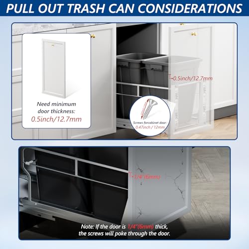 Image of Insputer Double 40QT Pull Out Trash Can Under Cabinet with Soft-Close Slides, Heavy Duty Under Sink Garbage Bin Kit for Kitchen, Laundry, Require Minimum Cabinets Opening 18 inch W X 24 inch D (Dark Gray)