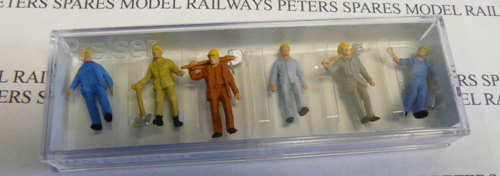 Preiser 14033 – 6 Figurines D’ouvriers De Voie HO 1/87, Peintes à La Main, Pour Réseau Ferroviaire