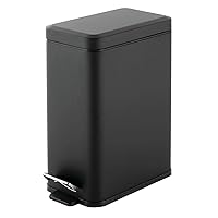 Vista 8 de mDesign Cubo de Basura con Pedal — Cubo de basura con pedal, tapa e inserto de cubo de plástico para baño, cocina y oficina — Cubo de basura de Negro