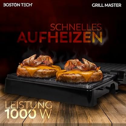 Grill Master 3-in-1: Kontaktgrill für Sandwiches, Steak & Panini, Keramik Antihaft, 180° öffnend, BPA-frei, obere Floatplatte, 23x14,5 cm, Fettwanne, Verschlussklemme, 1000W – Bild 4
