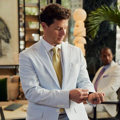 Wangyue Seersucker Suit Jacket Mens Regular Fit Summer Sport Coat for Men Wedding Prom Groom Seersucker Blazer Jacket3