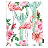 EKOBLA Cactus Throw Blanket Pink Flamingo Cacti Roses Cool Tropical Floral Flower Desert Blossom...