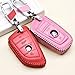 Pink BMW Genuine Leather Key Case Cover Shell for BMW 3-Button Keyless Entry Remote Control Smart Car Key Protection Fob Skin Cover Etui with Braided Key Chain & Key Rings for Women