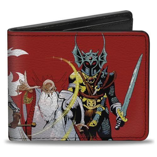 Buckle-Down Dungeons & Dragons Wallet, Bifold, Dungeons and Dragons Action Figure Group and Ampersand Red, Vegan Leather