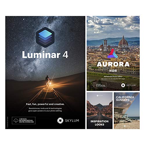 Creative Photo Editing Bundle: Luminar 4 Software + Aurora HDR + 1-click Looks + California Sunsets Download for Mac and Windows