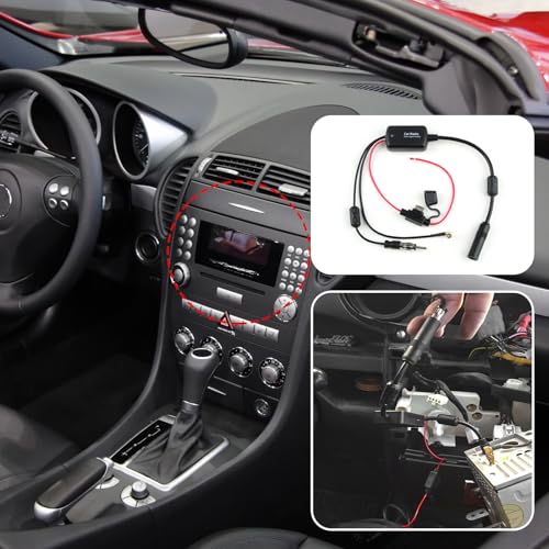 DAB AM FM Car Antenna Aerial 3-in-1 DAB Signal Booster Radio Signal Amplifier Booster SMB Female to DIN Male Adapter 12V Digital Radio Antenna Splitter for Truck Car Audio Stereo - Image 3