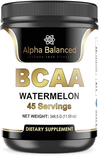 Alpha Balanced BCAA - Polvo de sandía - 45 porciones, sin OMG, sin gluten, sin soja, sin lácteos, polvo vegetariano para hombres y mujeres