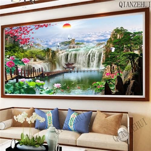 Peinture diamant adulte lac d'automne grand format 70x160cm