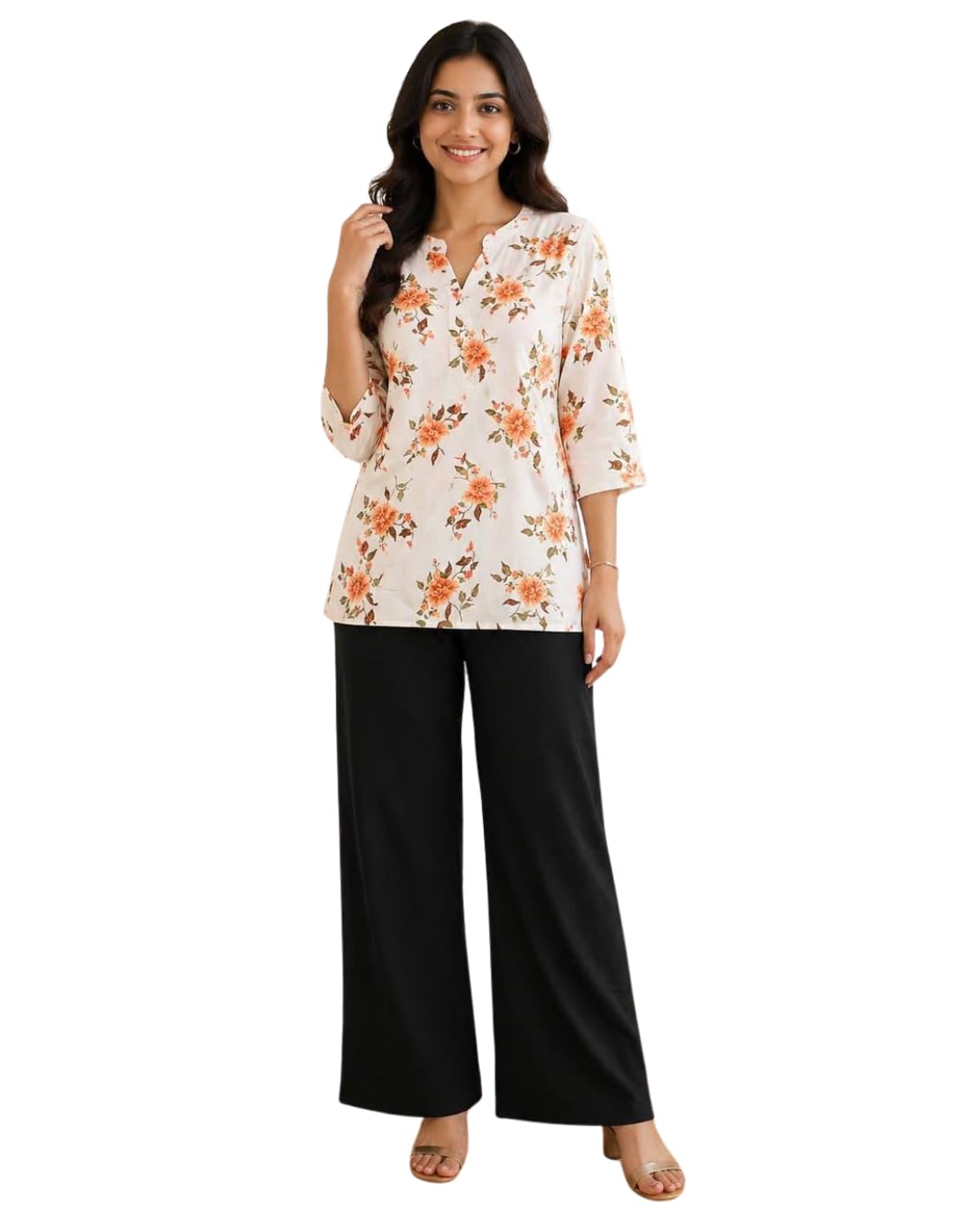 Women’s Rayon Slub Printed top with pants Set Digital Print Top with Matching Rayon Plazo Pants Stylish Wear for Office, Casual & Daily Use (IN, Alpha, 2XL, sonpari-1,orange kesudo)-picture-62