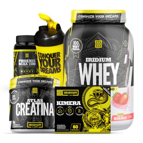 Combo Kimera + Whey Protein + BCAA + Creatina + Coqueteleira Sabo...