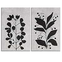 2 Panel Canvas Wall Art Black and White Flowers Canvas Prints Home Artwork Decoration for Living Room,Bedroom - 16