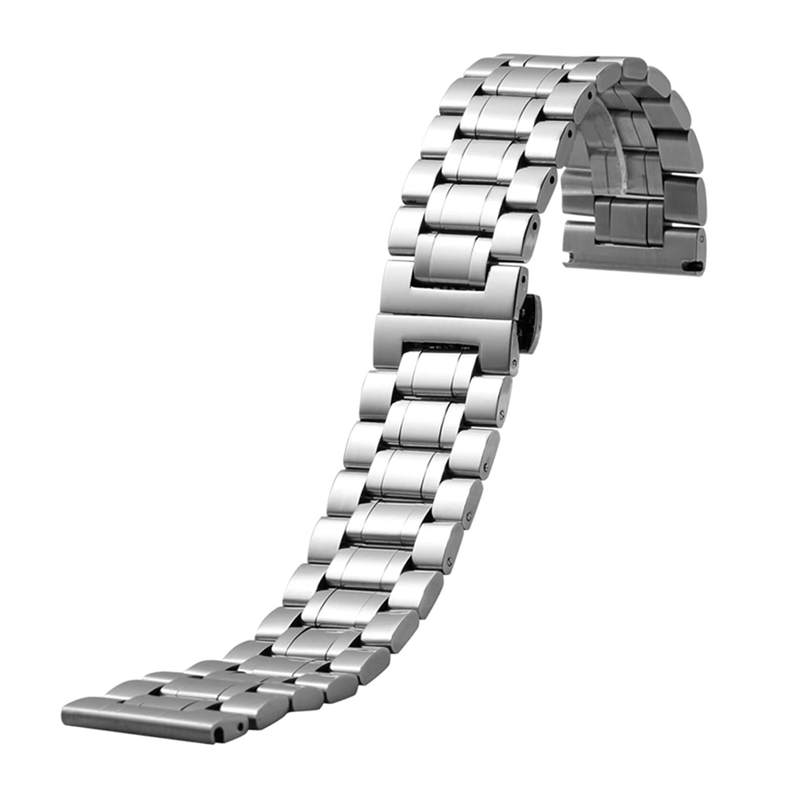 Uhrenarmband aus massivem Metall, kompatibel mit 18 mm bis 28 mm Schnellverschluss-Herrenersatz / 19 mm/Silber